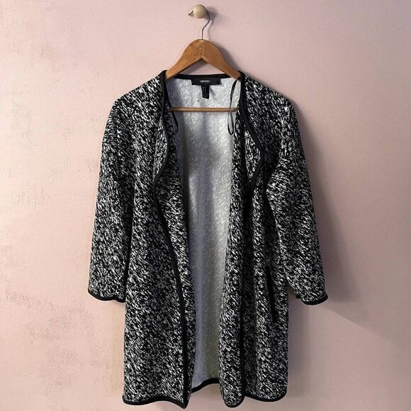 Forever 21 Black & White Marled Open Front Jacket - Picture 11 of 12